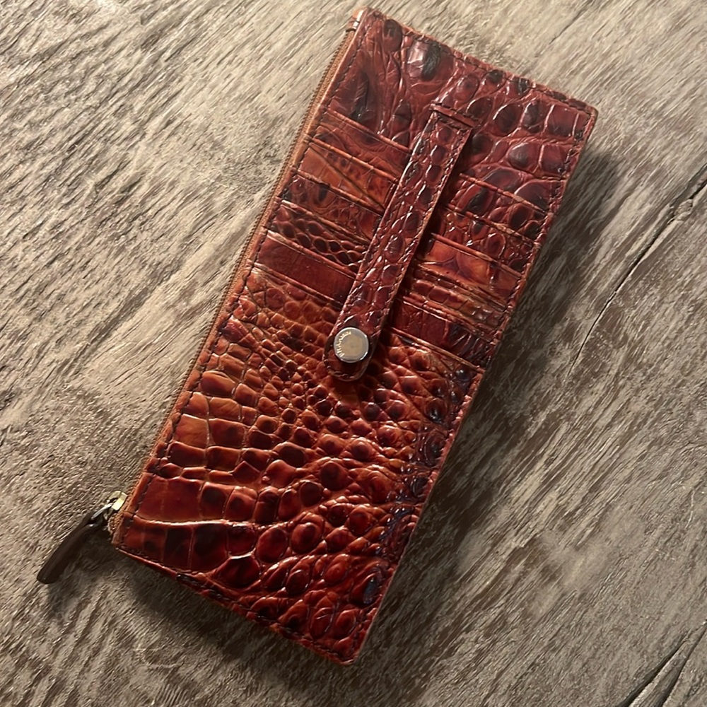 BRAHMIN Melbourne Collection Leather Crocodile-Embossed Wallet